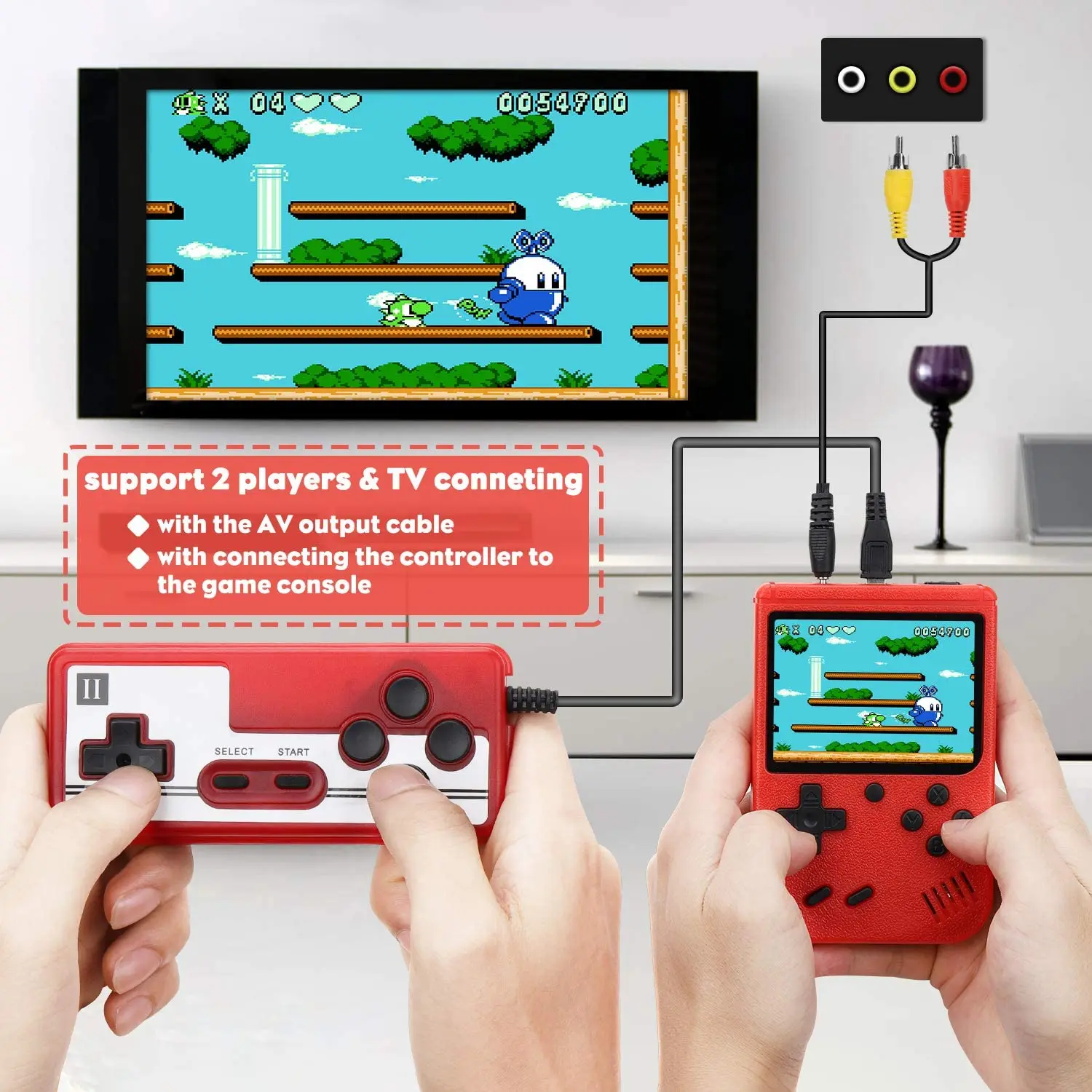 Portable Retro Video Game Console Handheld 2 Players Gamepad 400 in 1 Games Player for Christmas | Электроника