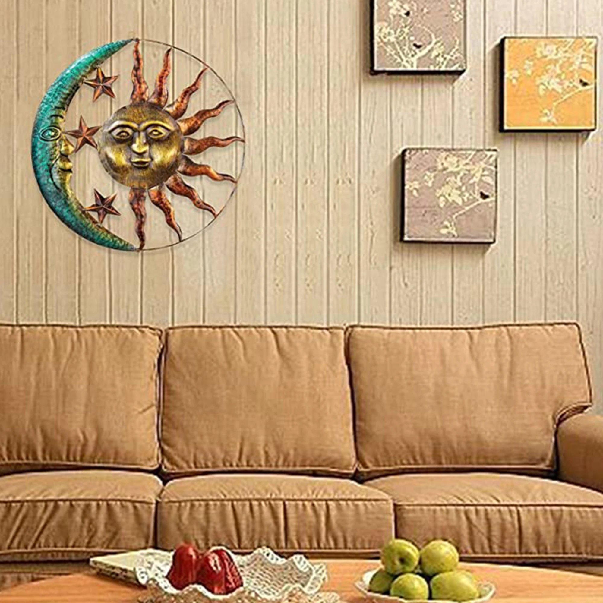 Кованая Железная подвеска в виде Луны и солнца металлическое настенное