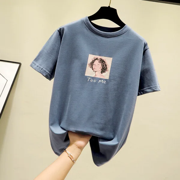 Принт Свободная Женская футболка серая японская Harajuku Tumblr Повседневная | одежда