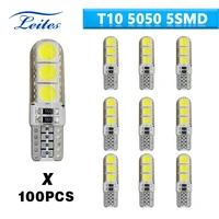 100pcs t10 led bulbs 194 5050 6 smd dc 12v super bright license plate light clearance waterprosilicaof car styling auto wedge