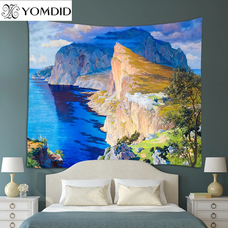 

Гобелен с пейзажем, Средневековый европейский дизайн с пейзажем, настенные гобелены, домашнее украшение, одеяло, пляжное полотенце, коврик ...