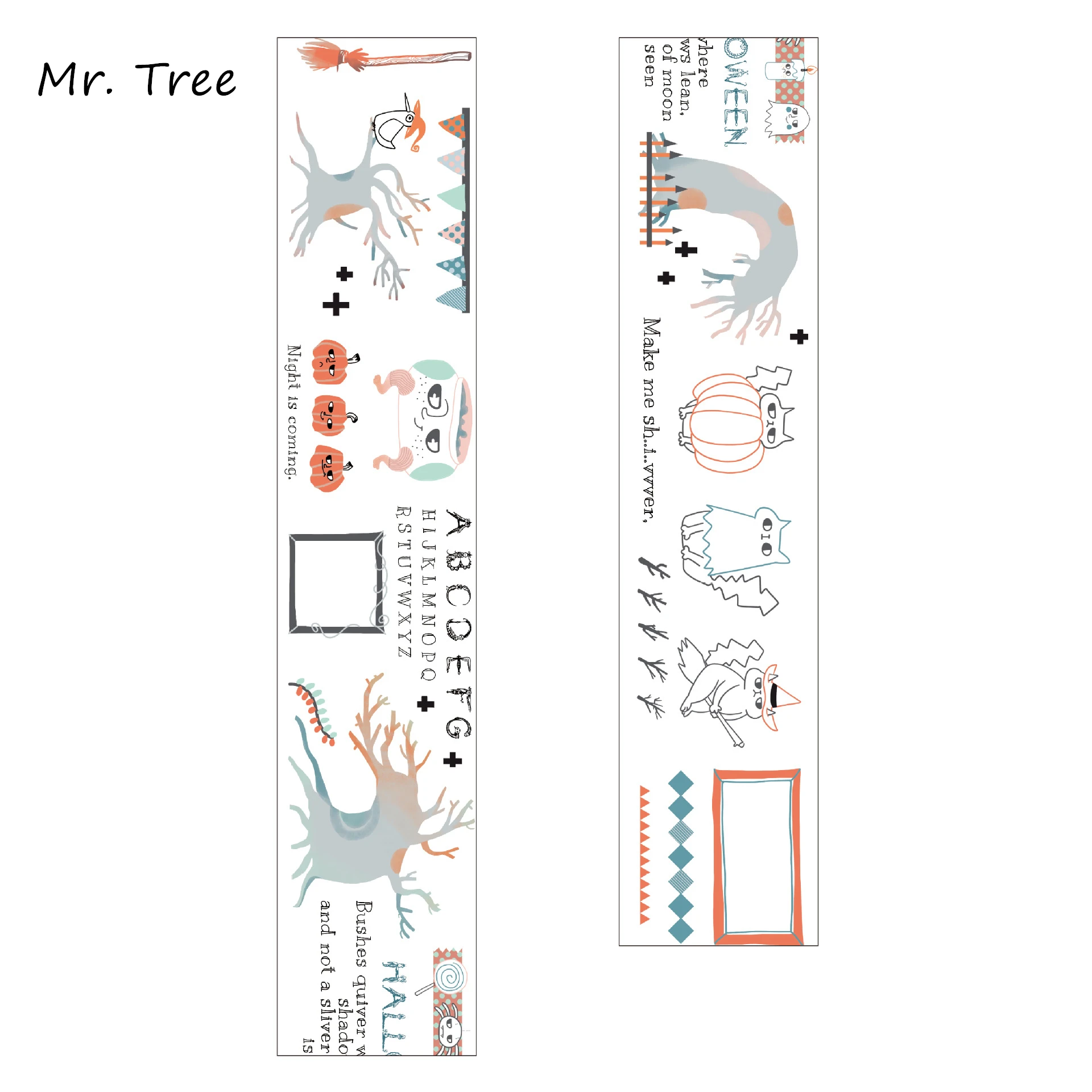 Mr. Tree 20/40/60 мм х 5 м мультфильм ведьма малярный скотч японский декоративная широкая лента васи пижамный комплект на Рождество, специальная лента Washi школьные принадлежности - Цвет: Mr. Tree