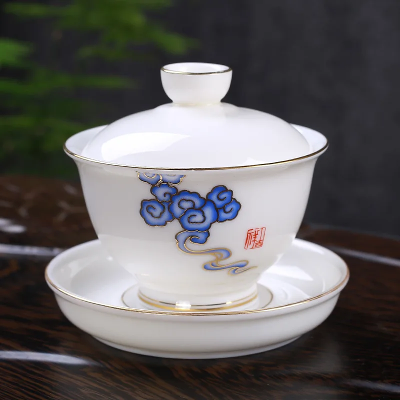 Керамическая посуда из белого нефрита керамическая золотая фольга чайная чаша