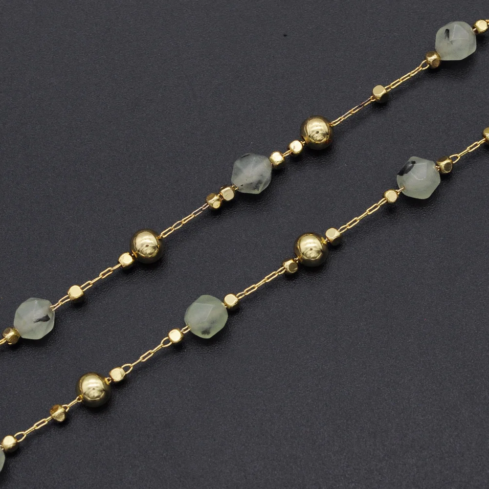 

30 Meters/lot 5mm Natural Stone Beads diy jewelry Making Chains Wholesale Hand Made Bracelet Making Chain