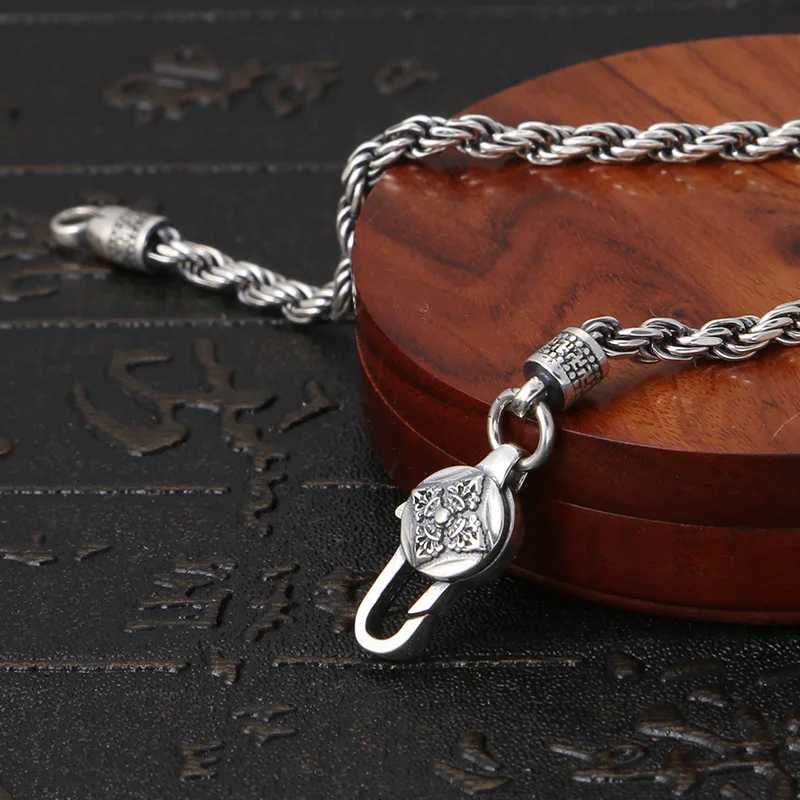 

Men's Jewelry 925 Sterling Silver colour Bracelet Bracelet Chain Domineering Personality Vintage Gift Twisted bracelet for punk