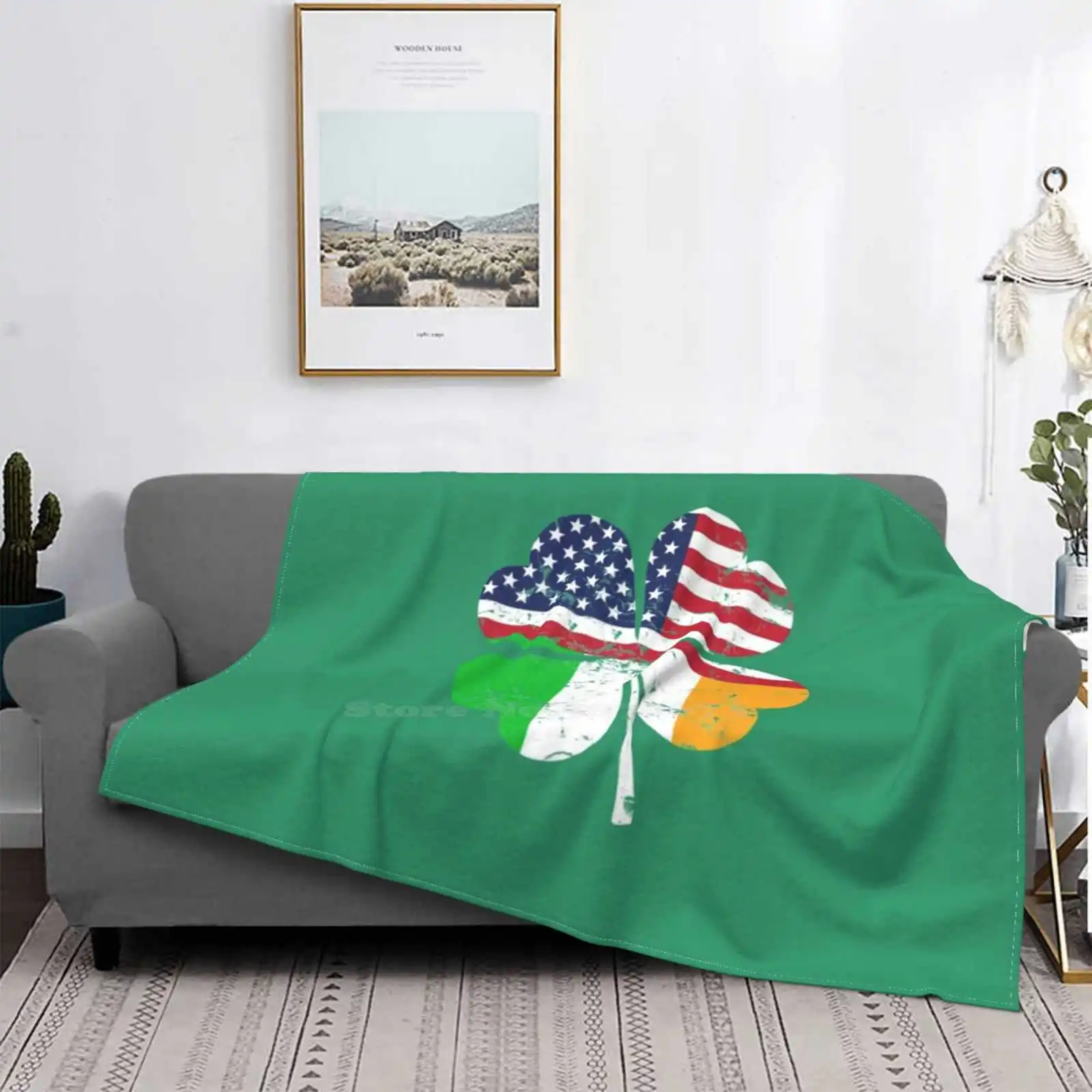 

Manta de Franela suave fina ligera con diseño creativo de Día de la bandera de trébol irlandés, para Día de San Patricio