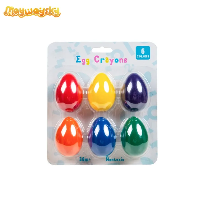 

Maywaysky 6 Colors Novel Egg Non Toxic Fingertip Crayon Smooth Drawing For Kid