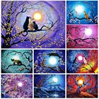 DIY алмазная живопись кот подарок ручной работы 5DFull дрель Алмазная Вышивка Животных мозаичный пейзаж дерево украшение дома