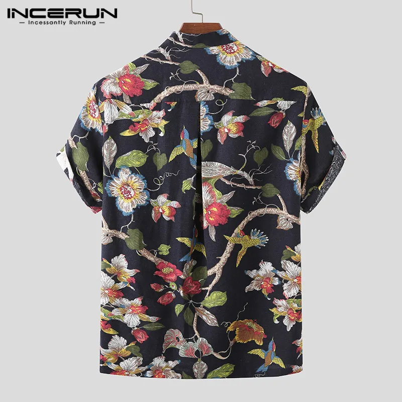 summer printed shirt men cotton casual breathable short sleeve streetwear hawaiian shirts brand leisure camisa masculina incerun free global shipping