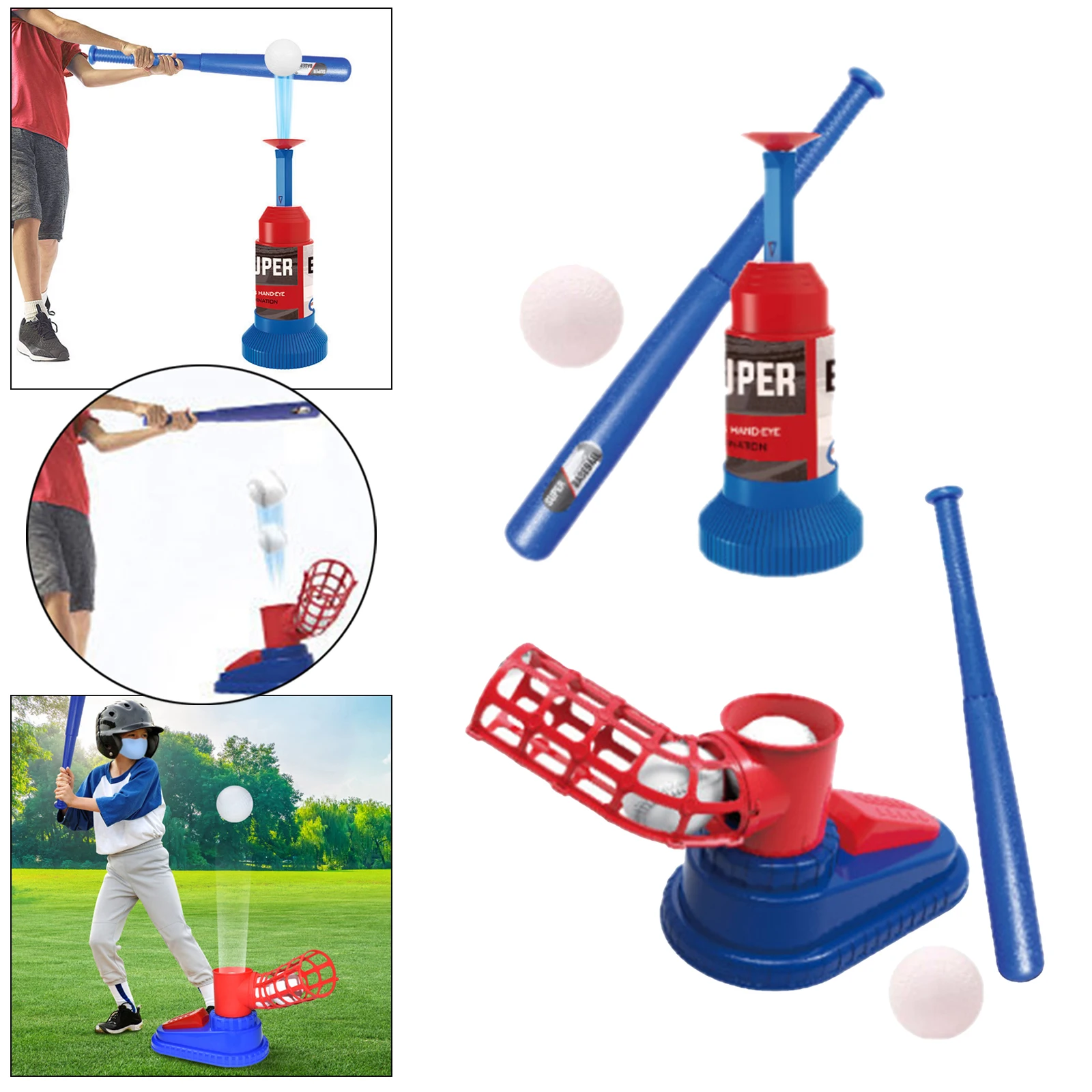 

Automatic Baseball Launcher with Balls & Bat Training Batting Skill Fun Parent-Child Backyard Sports Game Toys for Boys Girls