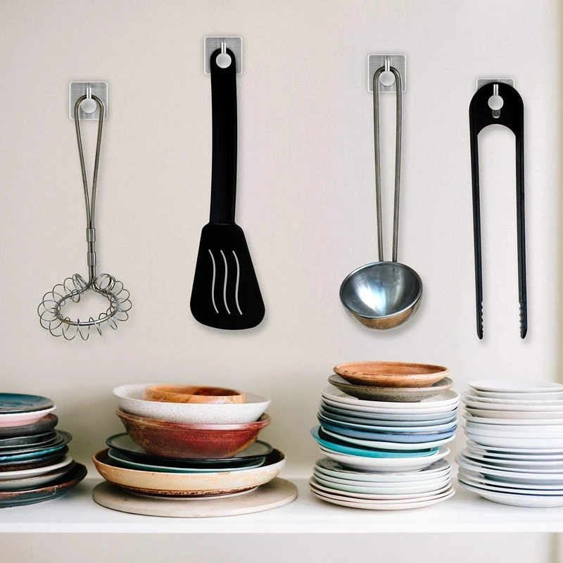 

8 Self-Adhesive Hooks Towel Hook Stainless Steel Wall Hooks Adhesive Hooks Self-Adhesive Hooks Oohne Drilling for Toilet