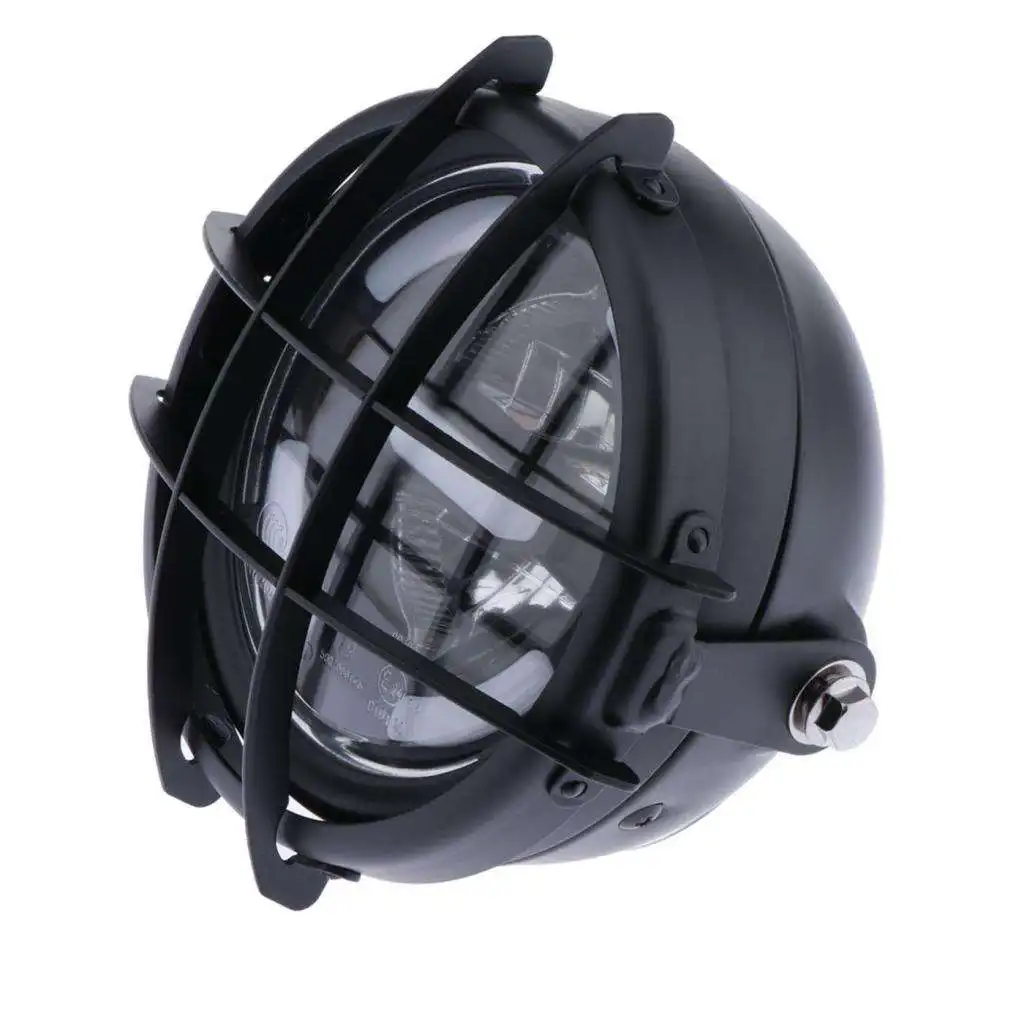 

Retro Motorcycle Side Mount Headlight Cafe Racer With Grill Cover