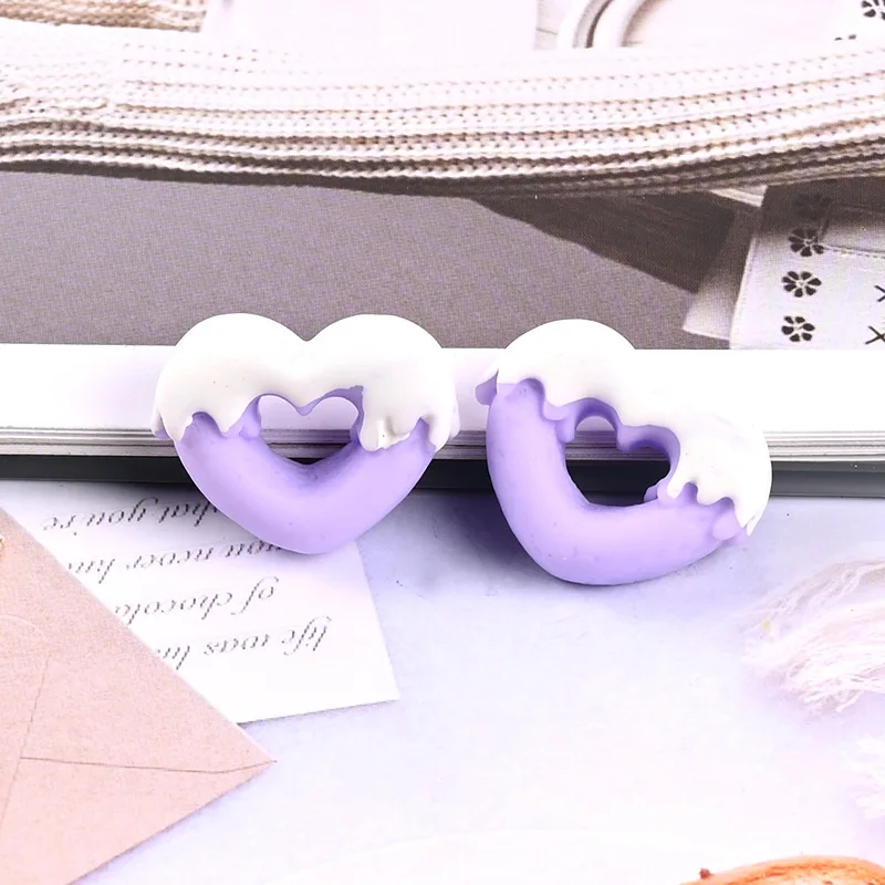 

10pcs heart Donut Soft Candy Food Toys DIY Craft Supplies Phone Shell Patch Arts Materials Girls Hair Accessories Ornaments