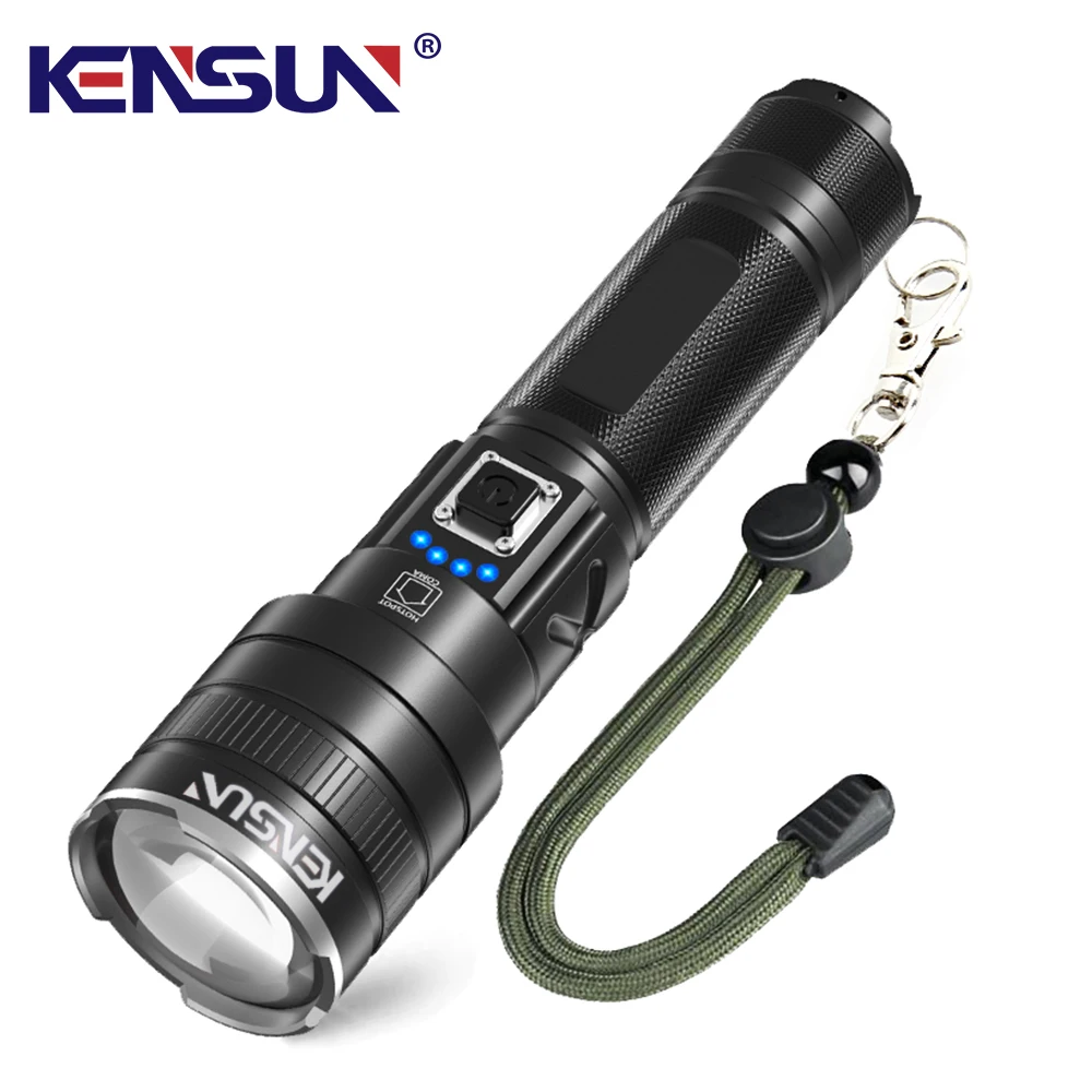 

Bright XHP 70 Flashlight EDC Emergancy Tactical Type C Rechargable High Lumens Powerful Zoom Led Torch Power Bank Flash Light