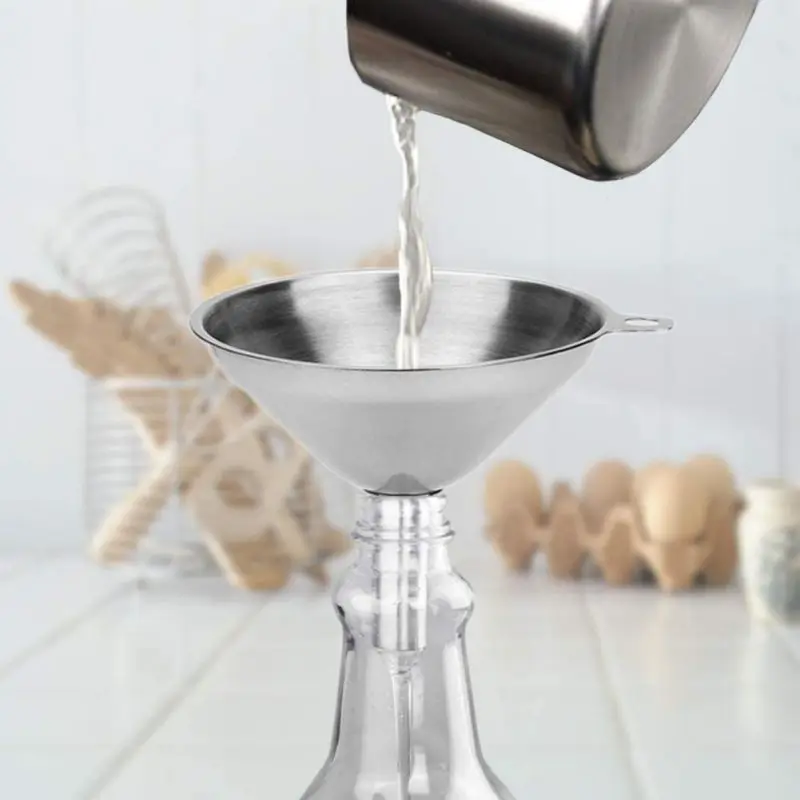 Kitchen Mini Small Mouth Funnel Set 3pcs Stainless Steel Filling Hip Flask Beer Liquid Oil Tool Spices Wine Filter Funnels | Дом и сад