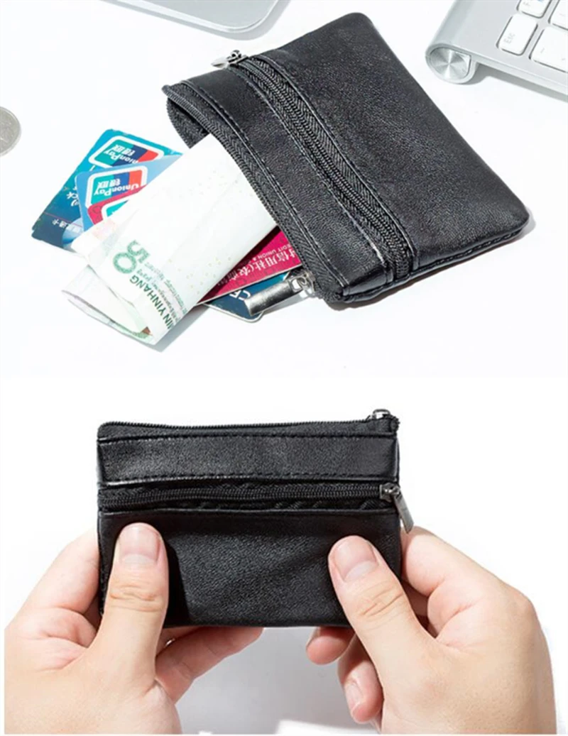 

Men Women Card Coin Bags Key Soft Credit Card Holder Zip Leather Wallet Coin Pouch Bag Purse Carteira Mini Coin Bags Holders
