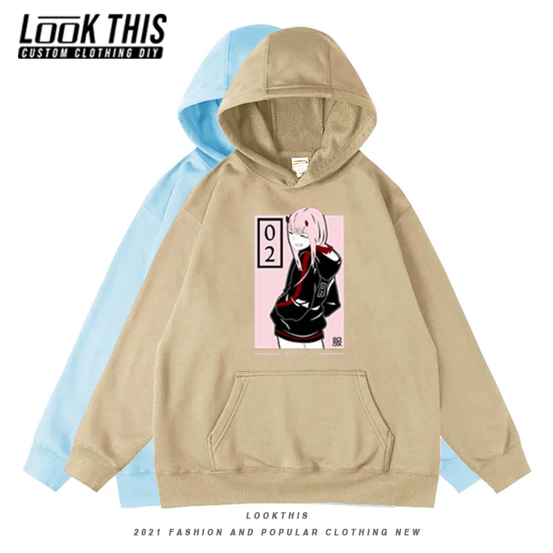 

Darling Franxx Oversized Hoodie Autumn 2021 Zero Anime Print Mens Hoodies Male Loose Long Sleeve Pullover Men's Sweatshirts Tops