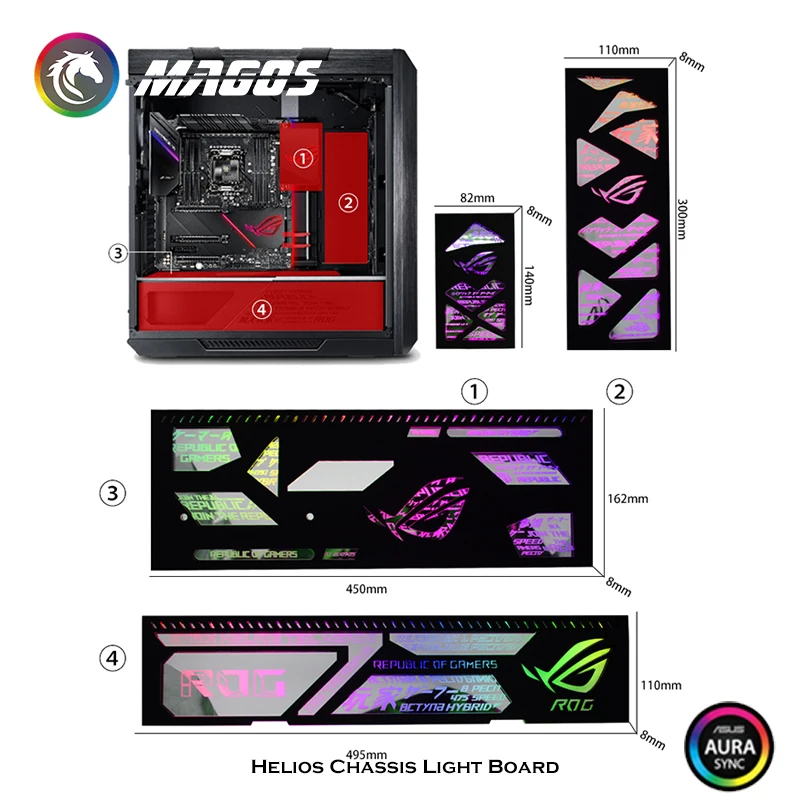 4 в 1 RGB светильник для ASUS ROG Strix Helios 5 В 3 контакта|Кулеры и системы охлаждения