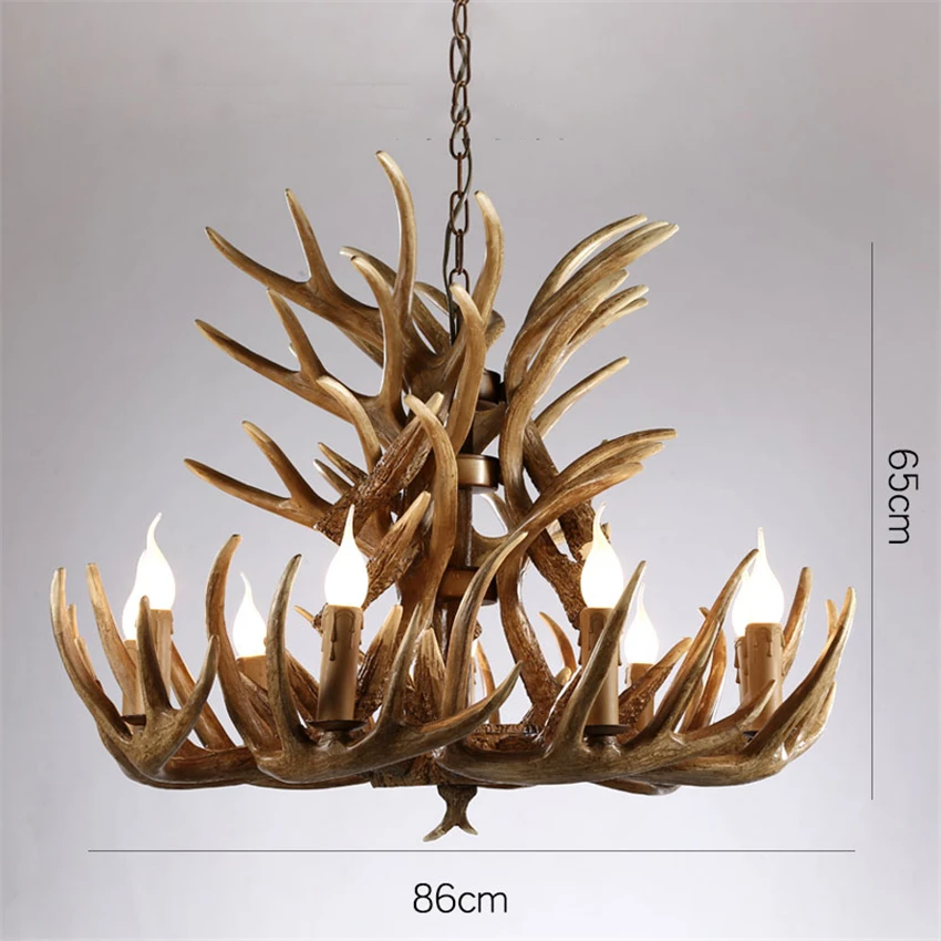 Скандинавский светодиодный подвесной светильник Chandelire E14, промышленный подвесной светильник, оленьи рога, спальня, гостиная, Кухонные светильники - Цвет корпуса: Brown 18 Head