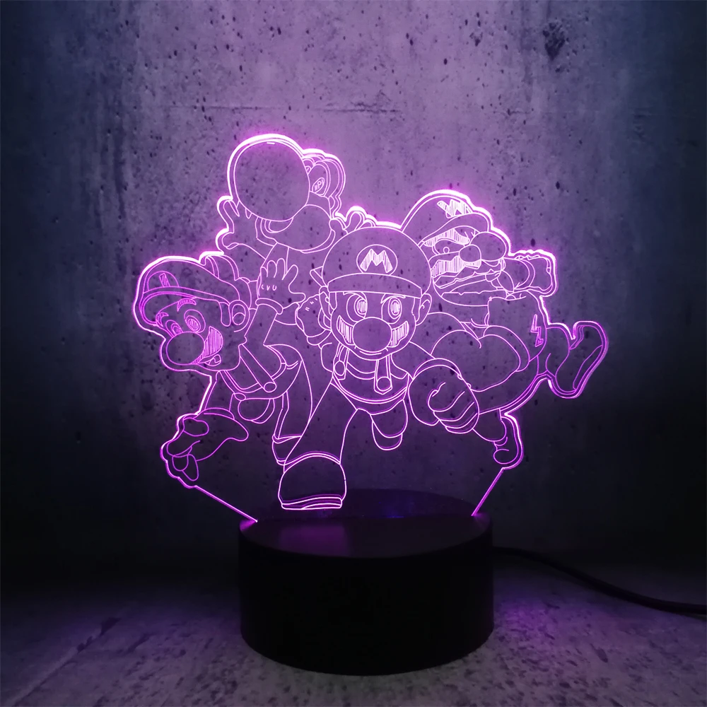 Ночник Классическая игра роль Супер Марио 3D Светодиодная лампа семейный милый