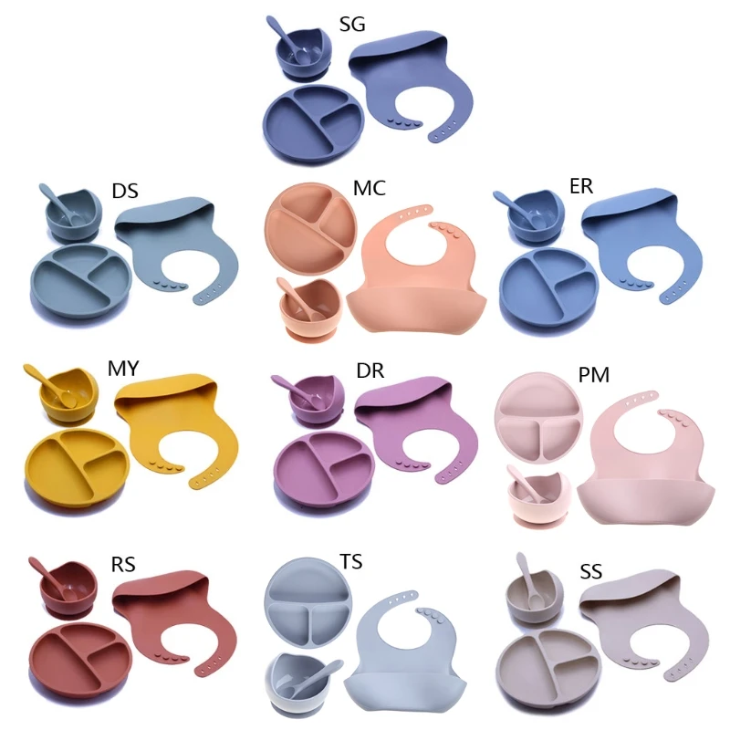 

4Pcs/set Silicone Baby Feeding Bowl Tableware Spoon BPA Free Silicone Dishes