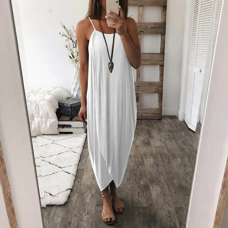 Pop Women Airy Maxi Dress Solid Color 