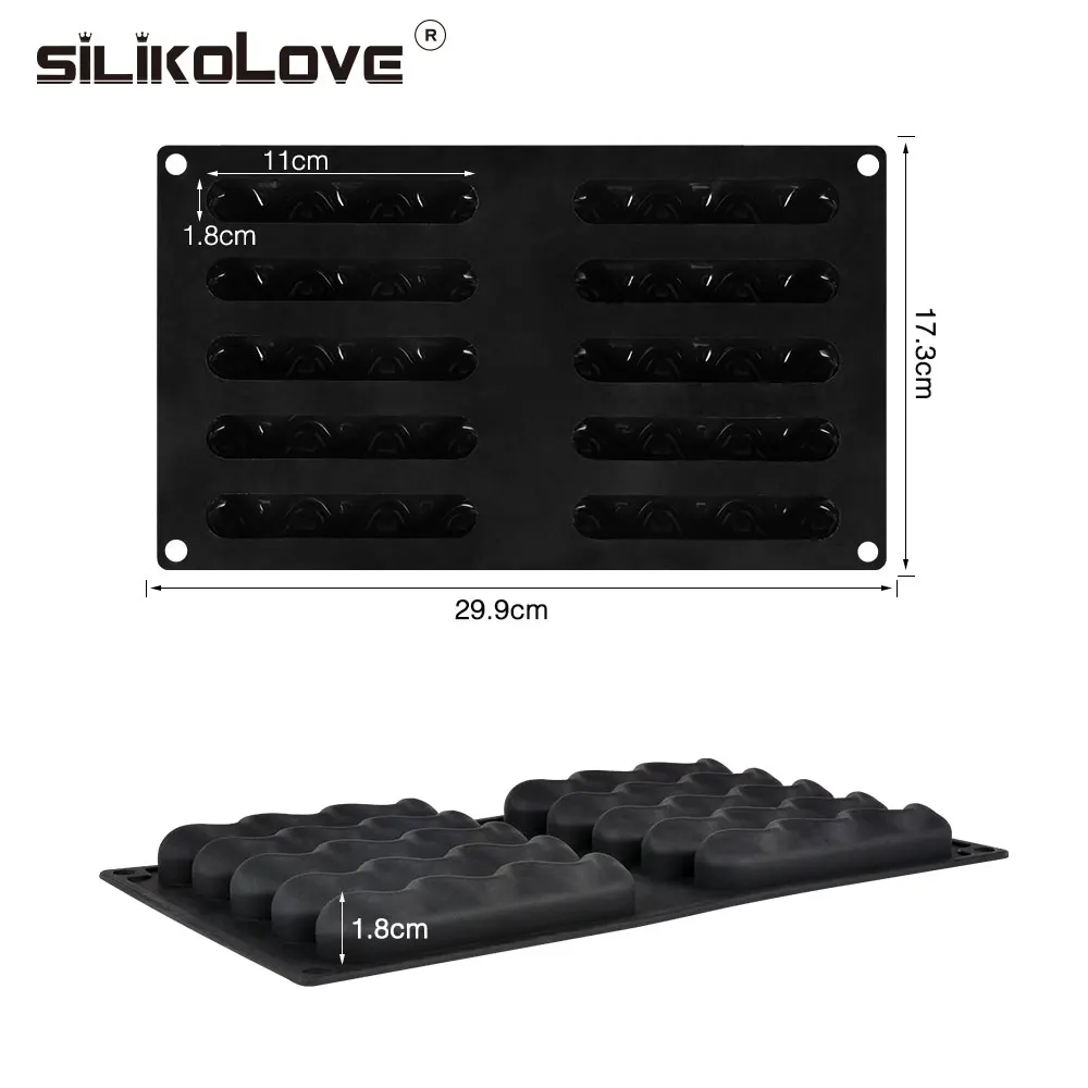 SILIKOLOVE 10 силиконовые полости форма для торта овальная пульсация форма для выпечки инструменты для украшения желе мусс форма для десерта