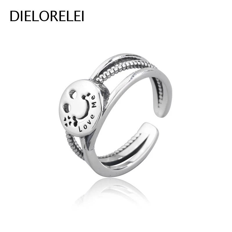 

DIELORELEI 925 Sterling Silver Prevent Allergy Adjustable Ring Jewelry Niche Temperament Eliminates Metal Allergies Women Girls