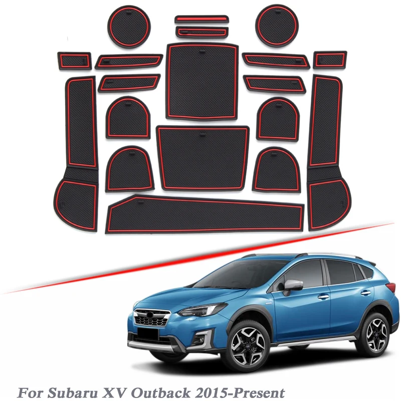 

19pcs Car Styling For Subaru XV Outback 2015-Present Latex Gate slot pad Interior Door Groove Mat Non-slip dust Accessories