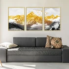 Абстрактная Золотая Снежная гора пейзаж карта Холст Живопись Художественная печать плакат картина на стену нордическая декоративная картина домашний декор