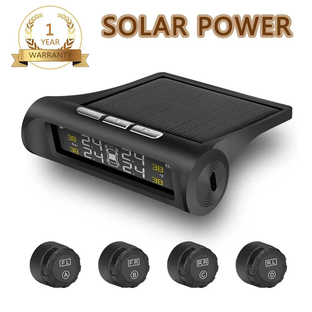 Цифровой ЖК-дисплей автомобильная система контроля давления в шинах солнечная