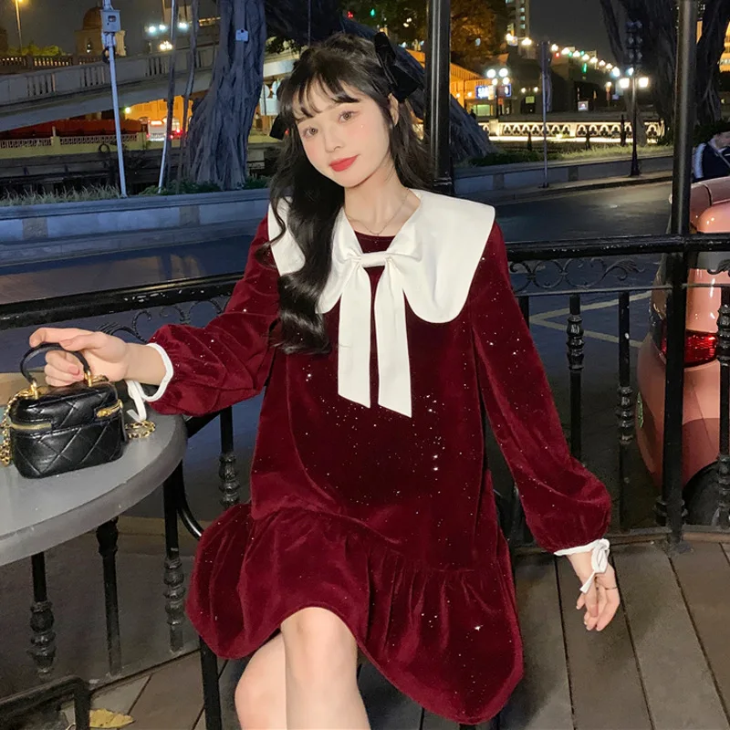 

Платье Мода нового фонда 2021 зимние Рождественские куклы показывают темпераментные плающие короткие женские на новый год