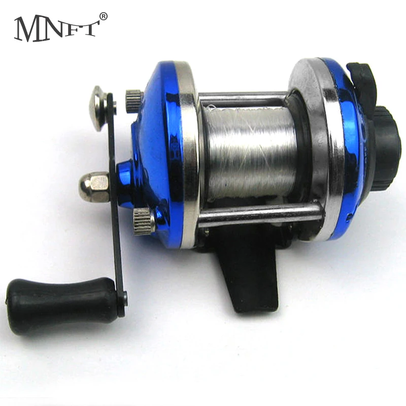 Мини-катушка для подледной рыбалки MNFT металлическая круглая вращающаяся катушка