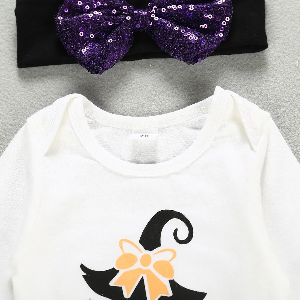 Детский костюм тыквы с буквенным принтом на Хэллоуин для маленьких девочек