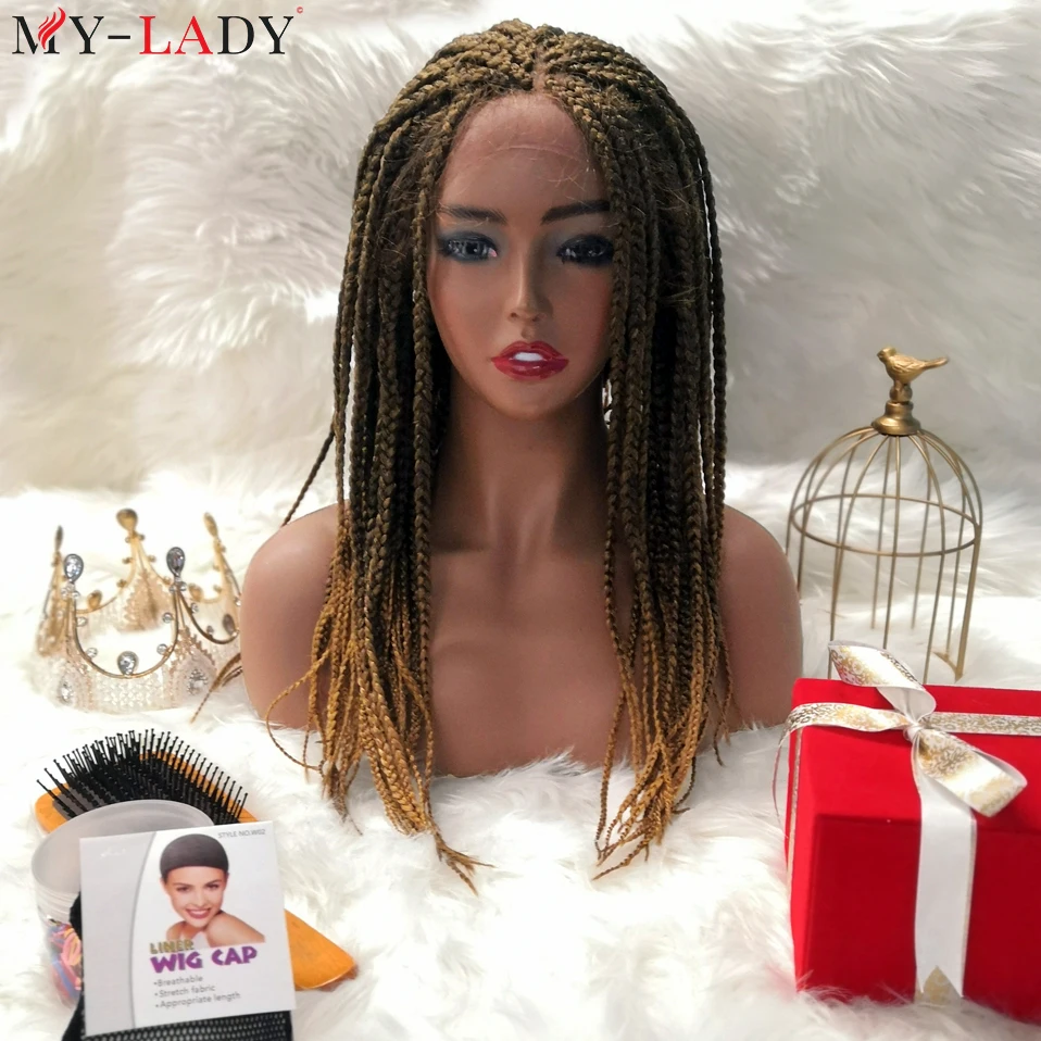 

My-Lady 20'' Braided Lace Front Wigs With Baby Hair Synthetic Box Braids Wig Fro Afro Women Twist Braid Lace Wigs Braiding Hair