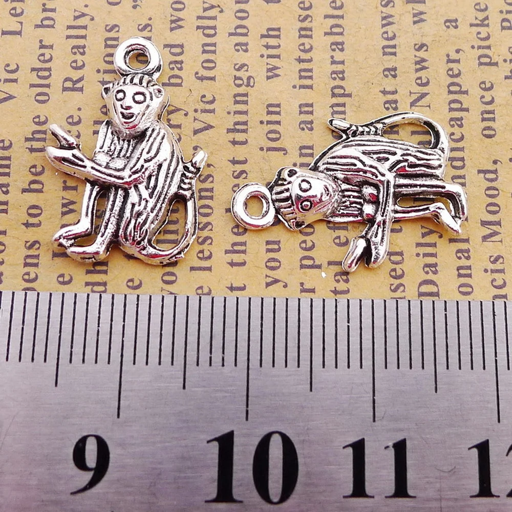 

250pcs Monkey Charms 14mm x 20mm DIY Jewelry Making Pendant Antique Silver Color