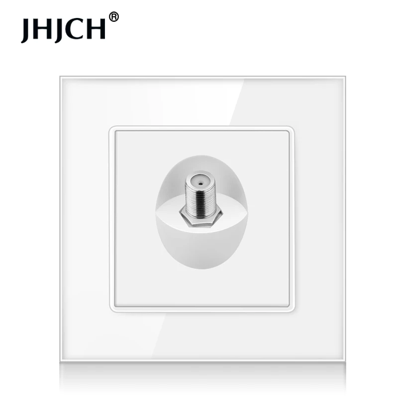 Фото JHJCH-спутниковая розетка, кристальная панель из закаленного стекла, 1 группа, 2 группы, белый, черный, золотой, серый №2