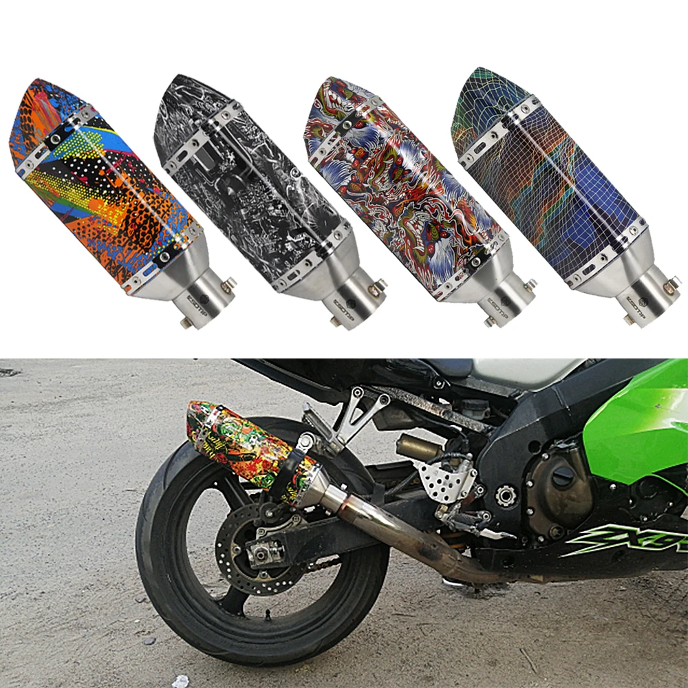 

ZSDTRP New Graffiti Ak Exhaust Motorcycle Modified Muffler Pipe For ktm mt09 gsxr600 xmax300 cbr250 z800 R1 ER6N