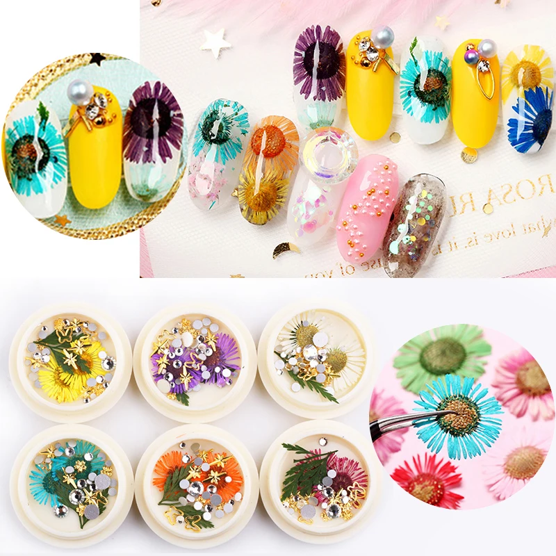 1 коробка сухие цветы для ногтей аксессуары синий красный фиолетовый цвета