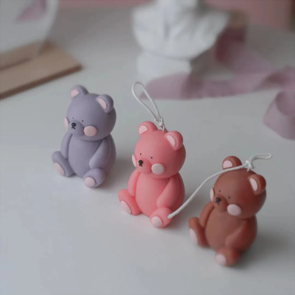 Cute Bear Cat Rabbit Scented Candle Silicone Mold DIY Fondant Cake Handmade Soap Plaster Epoxy Resin Aroma Mould | Дом и сад