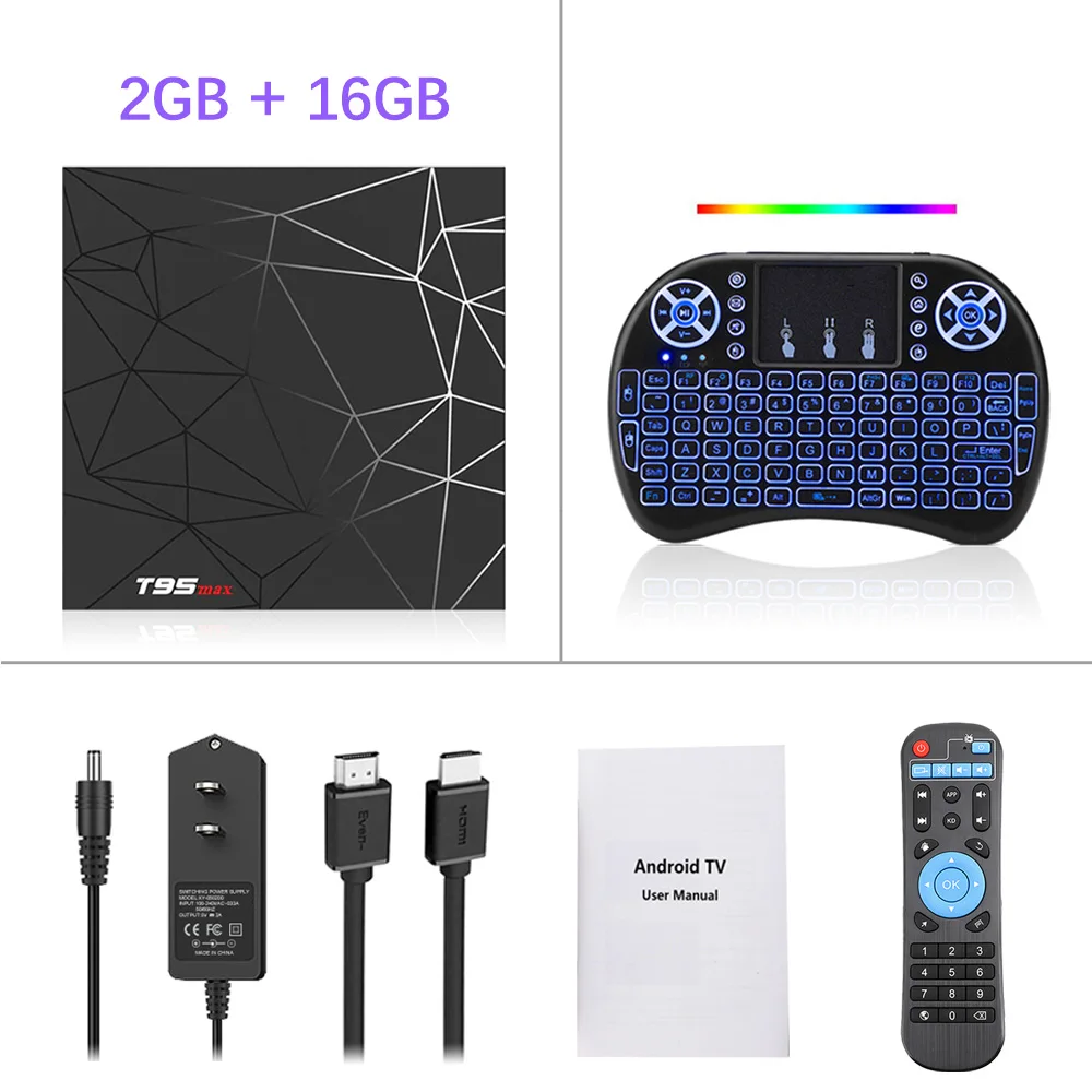 2G 16G i8 backnit ke T95 max Android tv Box 9,0 4 Гб ОЗУ 64 Гб ПЗУ Allwinner H6 USD3.0 6K HDR 2,4 ГГц Wifi 16 ГБ 32 ГБ Поддержка Google плеер Youtube комплект - Цвет: 2G 16G i8 backnit ke
