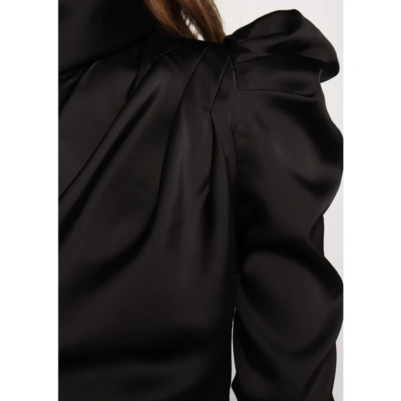 

2019 New Autumn Women Ladies Tops Solid Bow Puff Sleeve Blouses Fashion Sexy Slim Ruffle Shirts OL Casual Top Clothes Blouse