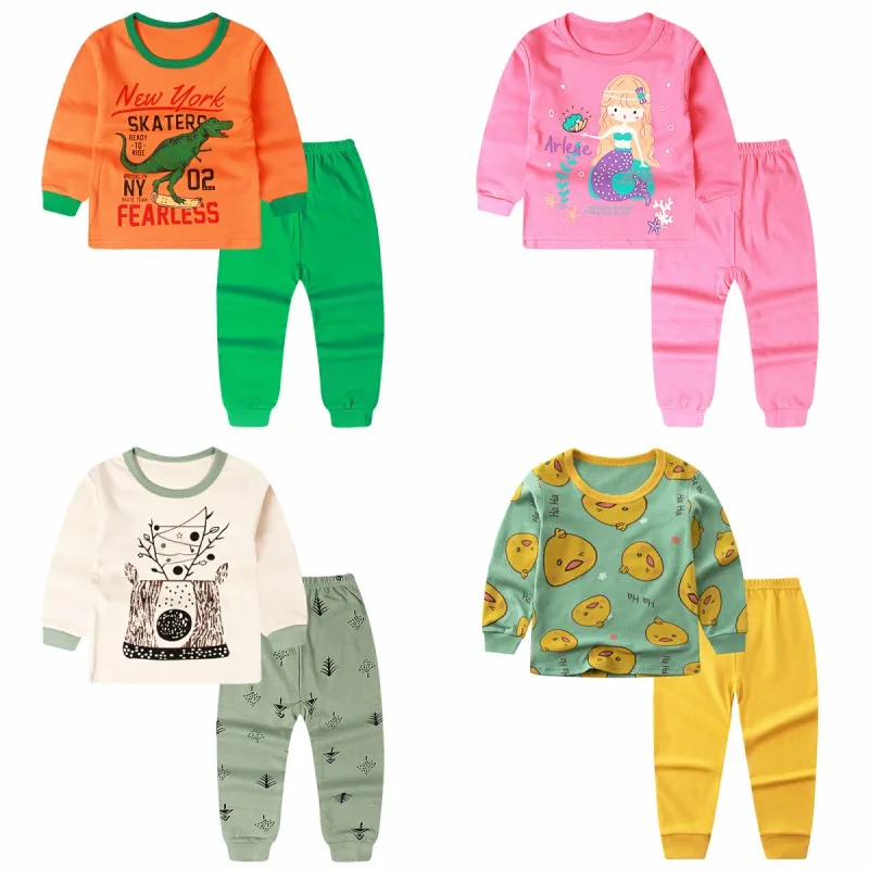 

New Children Clothing Sets Autumn Pajama Sets For Boys Girls 3Y 7Y 10Y Kids Pajama Cotton 2PCS