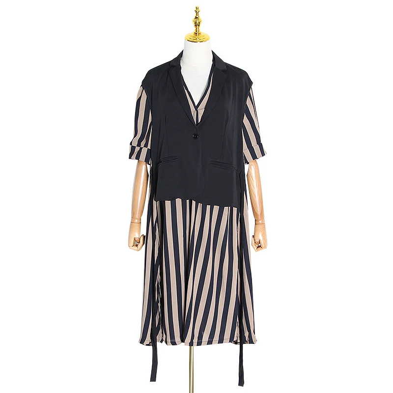 Женское Бандажное платье CHICEVER Повседневное в полоску с коротким рукавом и