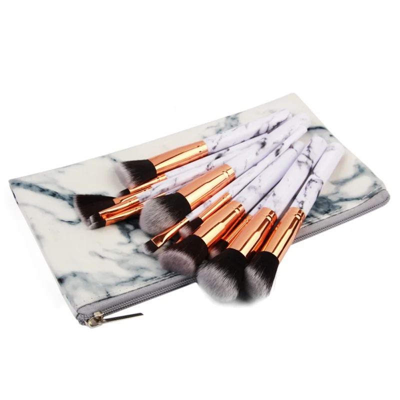 B 15 шт мраморная Кисть для макияжа Косметической Пудры основа тени век губы набор