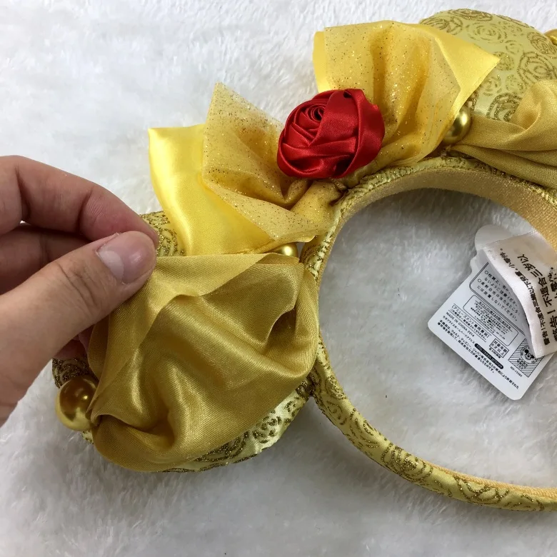 Diadema con orejas de Minnie de dibujos animados para adultos y ni&ntilde;os, diadema de felpa de sirena, Princesa, con lazos grandes de lentejuelas, para disfraz, regalo-4