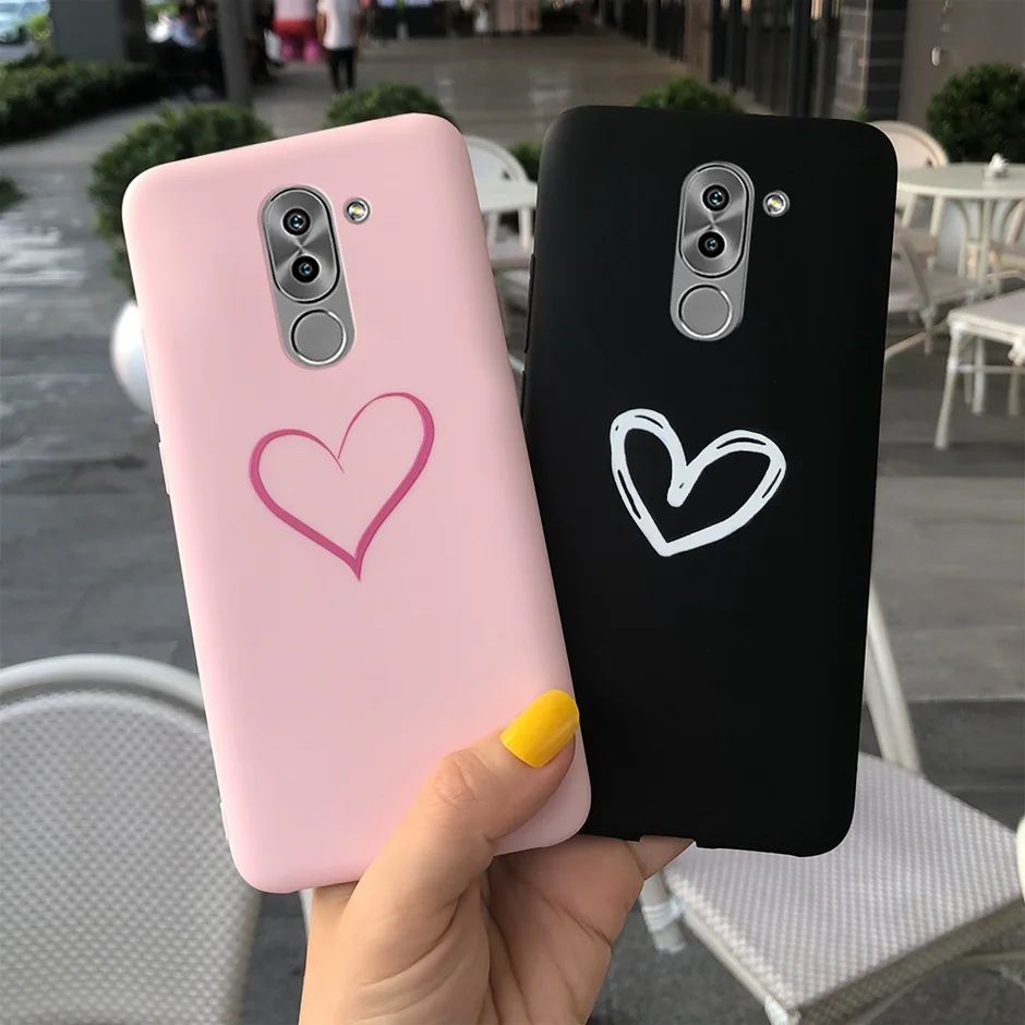 Яркий Силиконовый чехол для Huawei GR5 2017 задняя крышка с милым рисунком сердца Mate 9 Lite