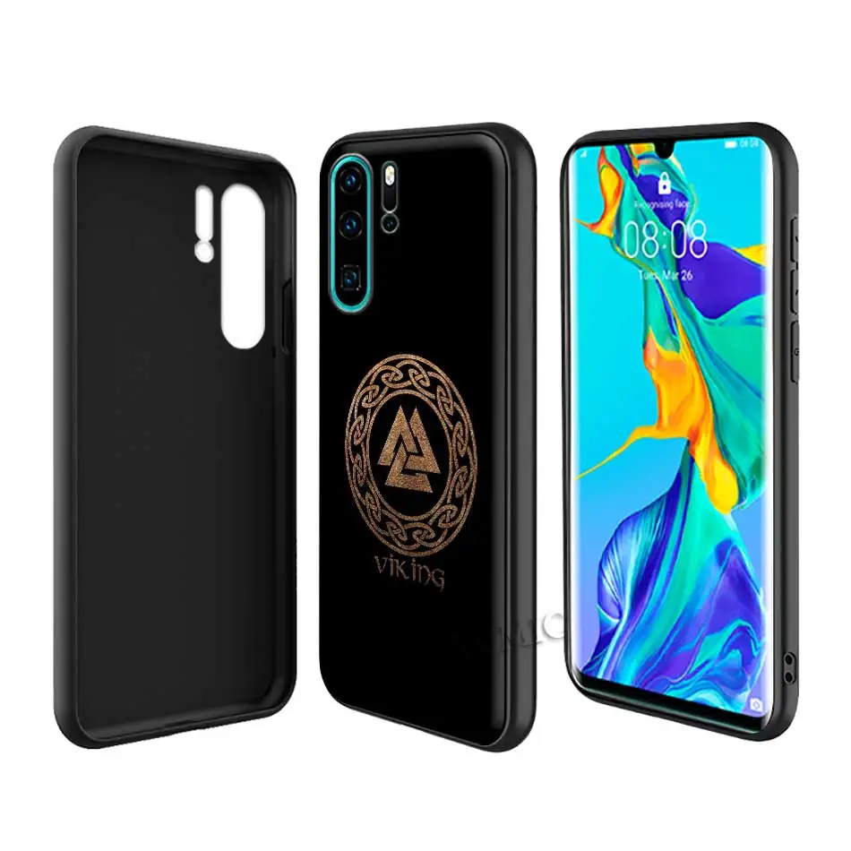 

Viking Vegvisir Odin Nordic TPU Case for Huawei P30 P40 Lite E P10 P20 Pro P Smart Z Plus 2019 Black Silicone Phone Cover