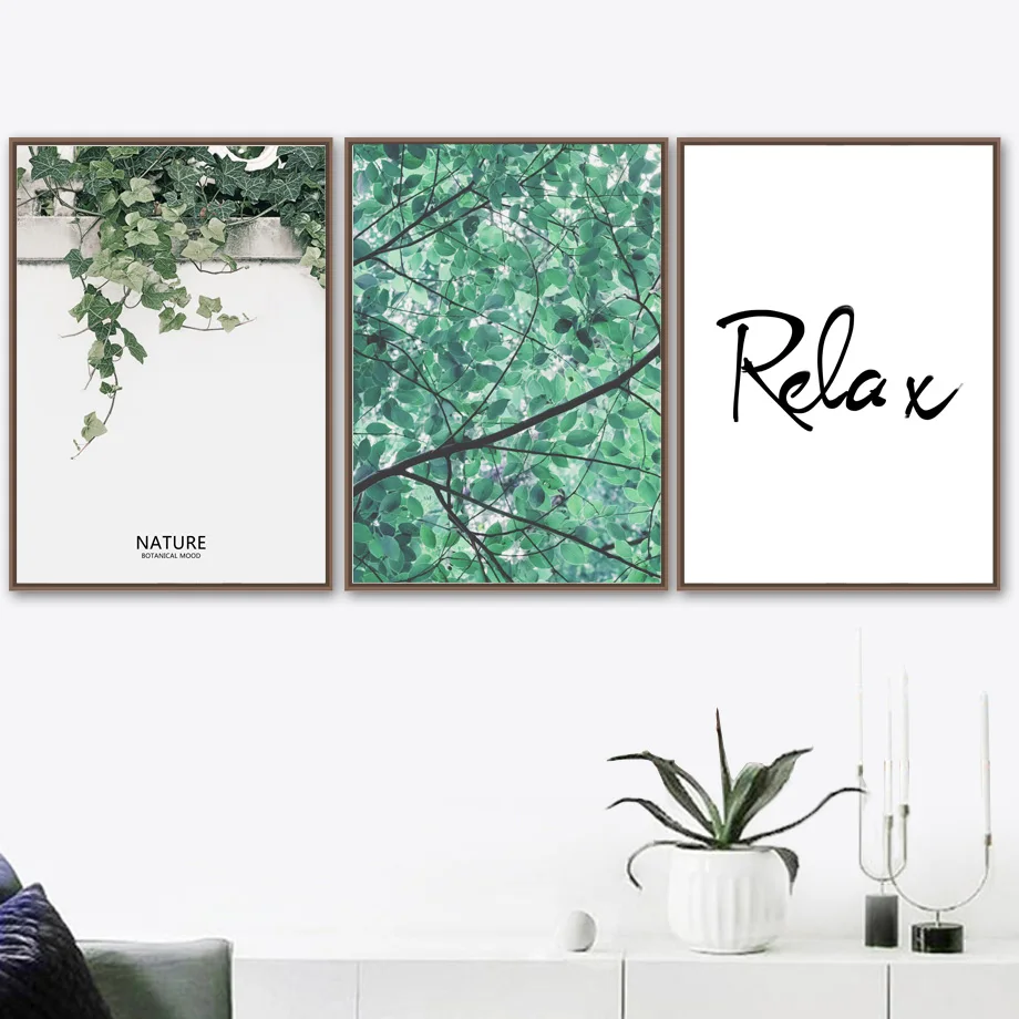 Свежие листья художественная работа с цитатами из плотной ткани принтом