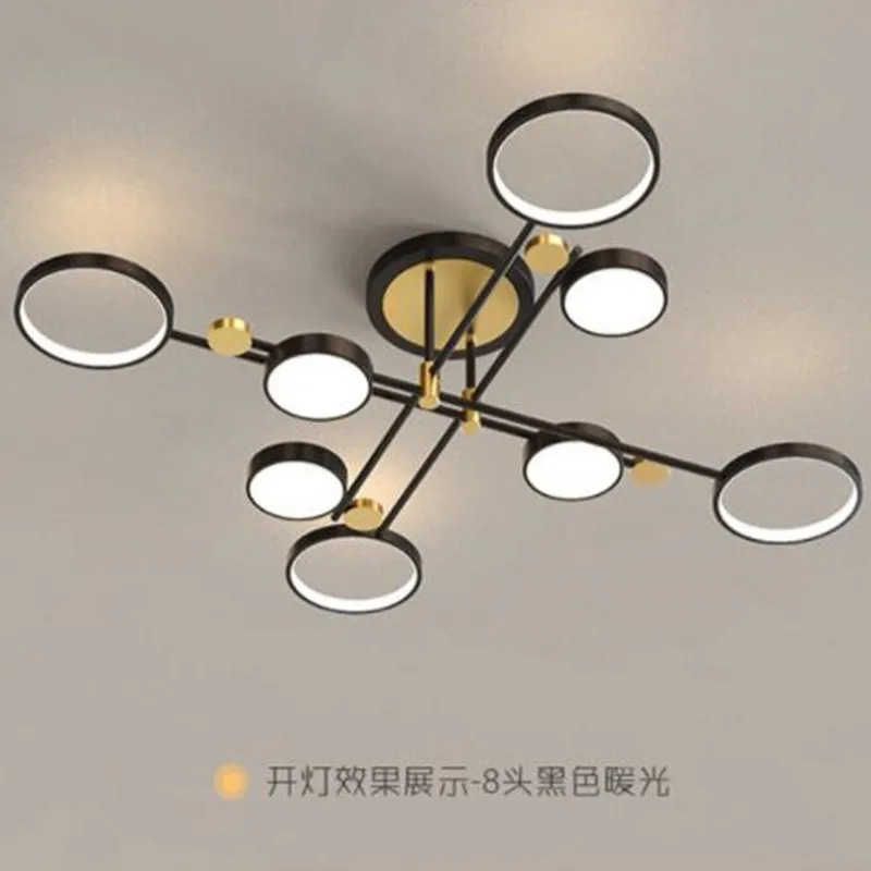 Led circle chandelier Kitchen Living Room Black and gold Industrial chandelier minimalist decor flush mount ceiling light